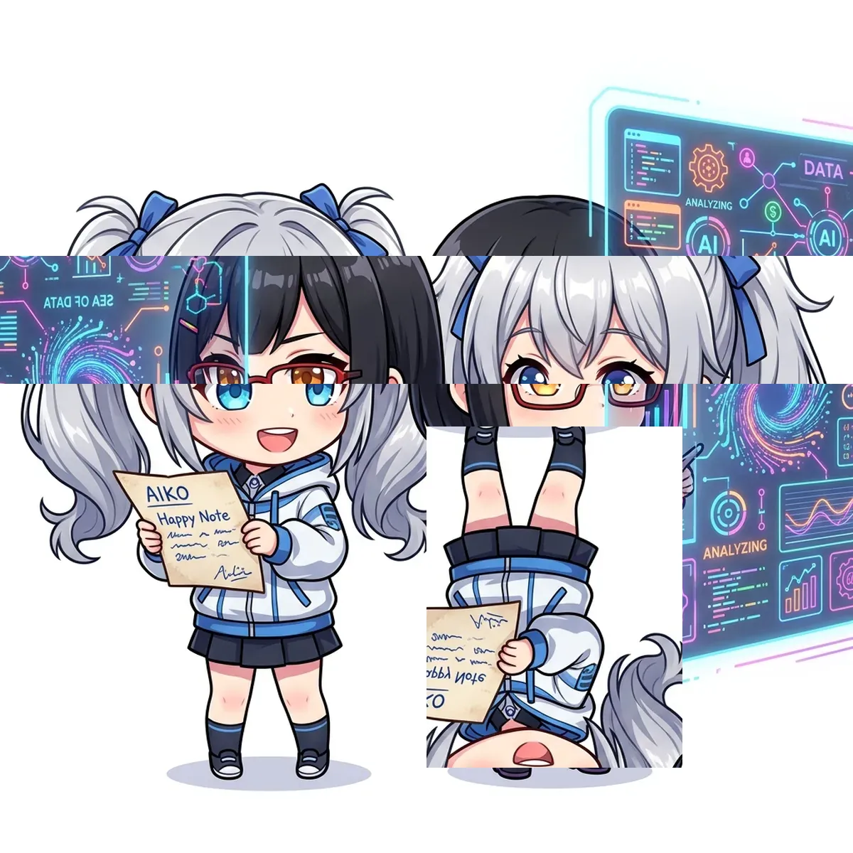 対照B：顔と体を意図的にずらして貼り合わせた破壊版